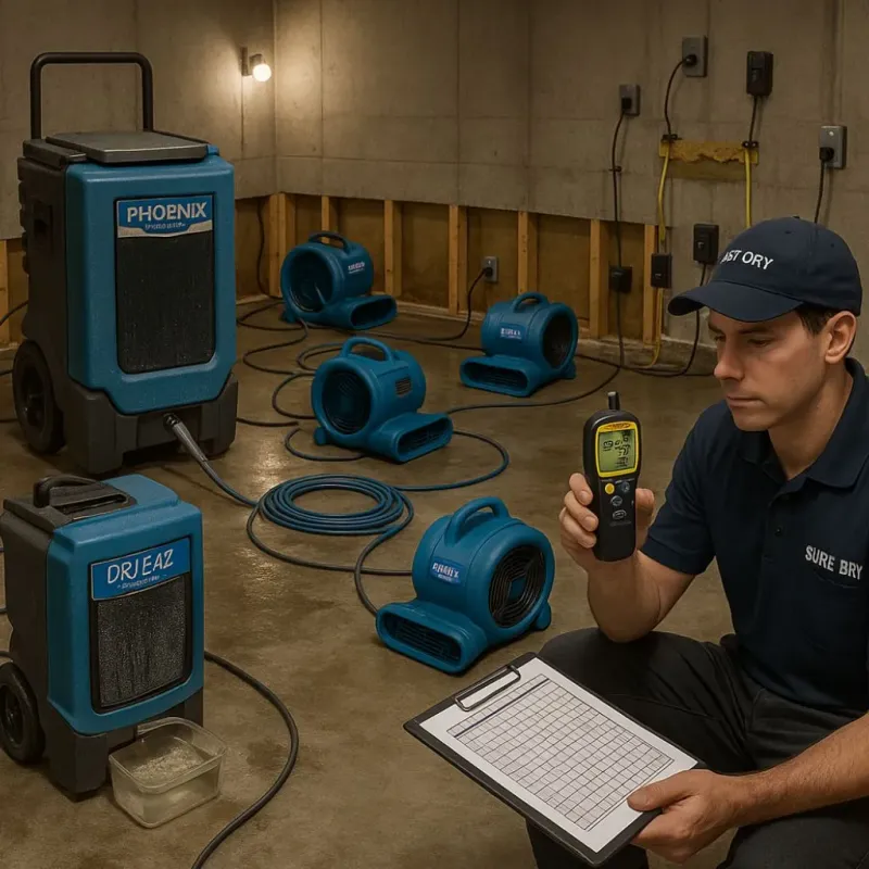 Structural Drying and Dehumidification process in North Wales, PA